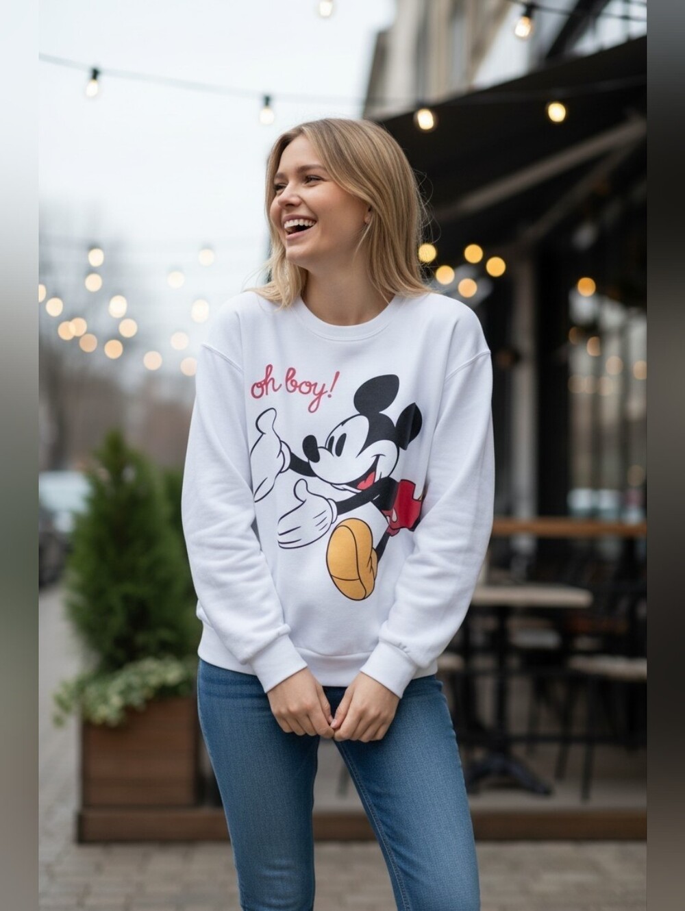 Disney Mickey Mouse Graphic Pullover Sweatshirt - Casual Women’s Sweater 3XL